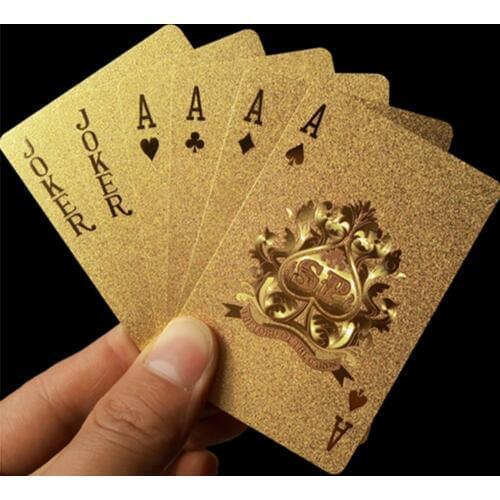 Golden Waterproof Design Playing Cards Durable Use Gold Foil Poker Playing Cards Best Gift Gambling Table Games