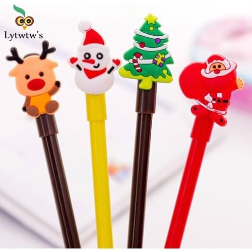 1 Piece Cute Christmas Theme 0.38mm Gel Pens Santa Claus Kawaii Stationery Office School Supplies Kids Gifts Sweet Lovely