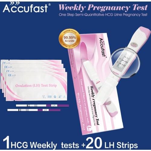 ACCUFAST 1Pcs Semi-Quatitative HCG Pregnancy Test Midstream + 20Pcs LH Ovualtion Test Strips Women Household Urine Test Kits