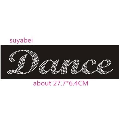 2pc/lot Dance letter hot fix rhinestones motif iron on transfer design stones applique patches iron on sticker