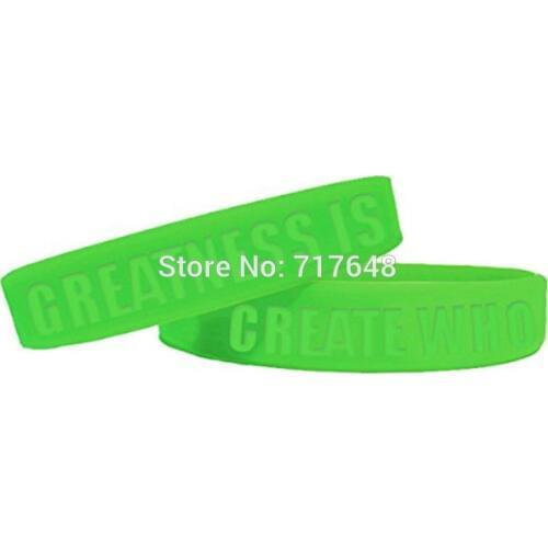 200pcs Embossed Greatness is a Choice, Create Who You Want to Be wristband silicone bracelets free shipping by FEDEX