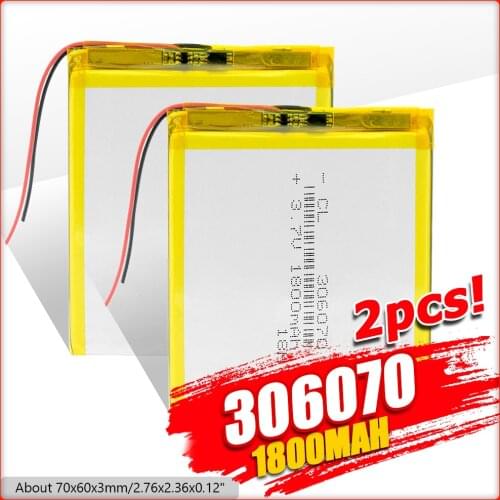 3.7V 1800mAh 306070 Li-ion Battery Rechargeable Lithium Polymer Batteries For PSP PDA GPS DVR E-Book Tablet PC Power Bank