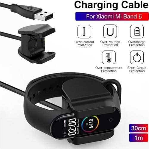 30CM/1M USB Fast Charging Cable For Xiaomi Band 6 MiBand 5 Xiomi Band6 Band5 Portable Replacement Smart Wristband Clip Charger