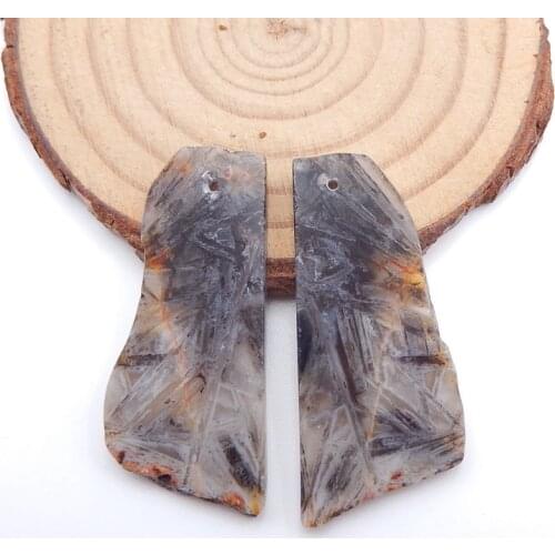 Bamboo Leaf Agate Earring, Semi-precious stones, Jewelry accessories Earrings 38x18x3mm8.1g