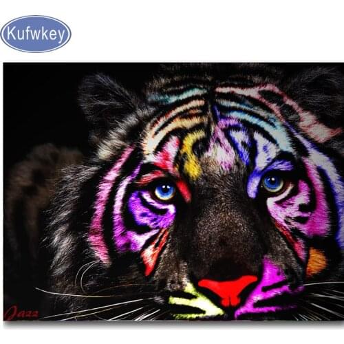 Diamond mosaic full display round square diamond art rainbow tiger embroidery rhinestone pictures 5d diy diamond painting sale