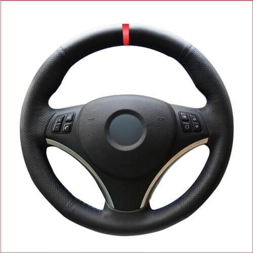 Red Marker Artificial Leather Steering Wheel Cover for BMW E90 E91 E92 E93 E87 E81 E82 E88 X1 E84