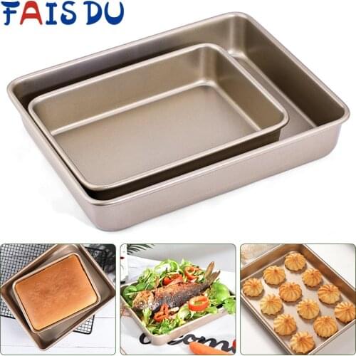 For Baking Pan Cookies Sheet Rectangular Jelly Roll Non stick Carbon Steel Cake Metal Bakeware Biscuit Bread Loaf DIY toolsPans