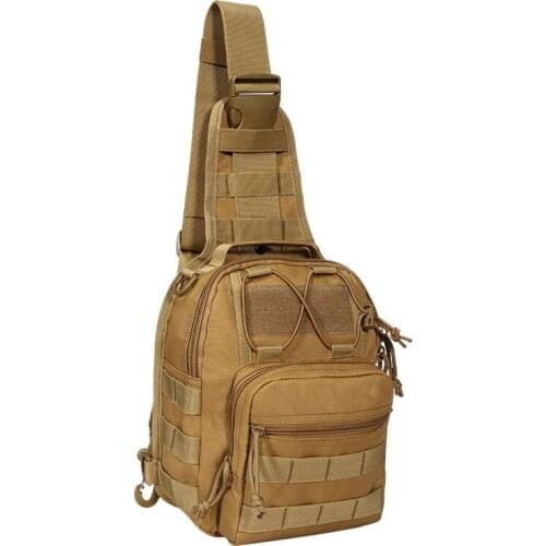 Khaki Sand Coyote Army Multi-Functional Tactical Chest Single Shoulder Bag Crossbody Camping Hiking Outdoor Fashion Use