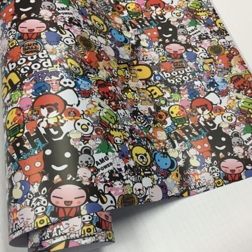HD834 New Arrival Sticker Bomb Vinyl Wrap Film Roll Graffiti Cartoon Car Wrapping Sticker Bomb Vinyl Sticker