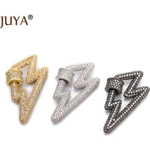 Juya Lightning Spiral Clasp Zircon Lock Hook Screw Clasps Accessories for Luxury Jewelry Making DIY Woman Necklace Bracelet Gift