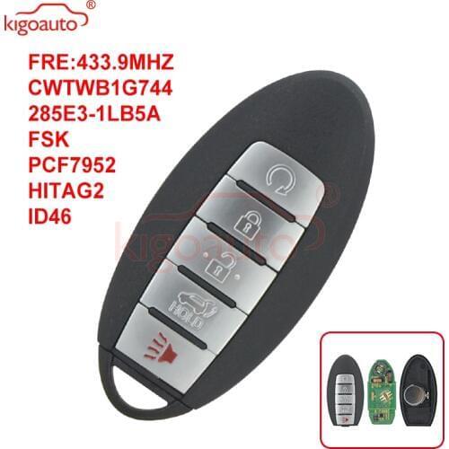 KIGOAUTO Smart Key for Nissan Patrol 5 Button 433.9MHZ FSK HITAG-2 ID46 PCF7952 2013 2014 2015 2016 2017 2018 2019 CWTWB1G744