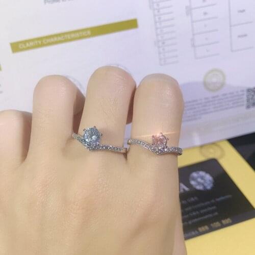 Luxury Classic 1 Carat Moissanite Lab Diamond Ring with S925 Stamp Sterling Silver Ptrty Wedding Rings for Women Gift