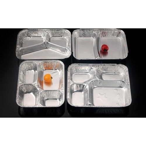 50pcs 3 groups 780ML Aluminum Foil Containers With Lid For Restaurant Take-Out Packing Food