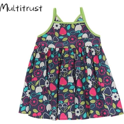 Girls' Summer Flower Suspender Dress Childrens Fresh Love-heart Printed Princess Dress 3-8 Years