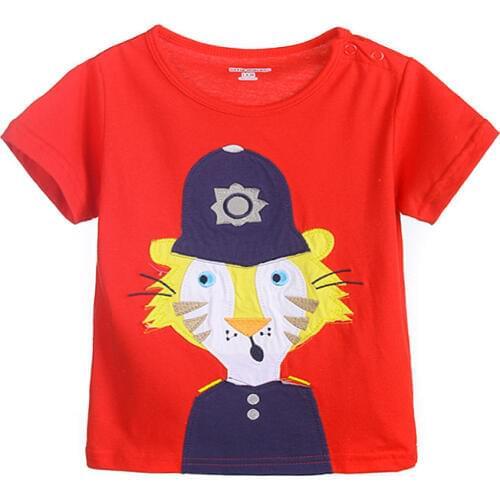 Little Maven New Boys Summer Fashion Tiger Policeman Short O-neck Brand Cotton Quality Knitted Children Tshirt