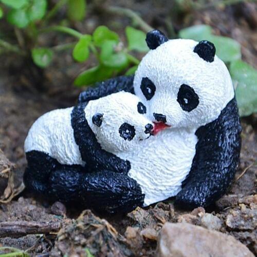 Cute Animal Gardening Micro-Landscape Mini Simulated Life-like Panda Small Ornament Panda Statue Sculpture Landscape Decoration