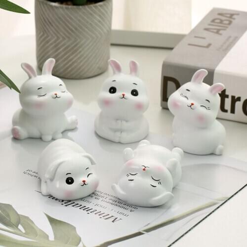 Cute Rabbit Cartoon Animal Gift Boys Girls Decorations For Home Accessories Ornaments Birthday Present Christmas White Gray