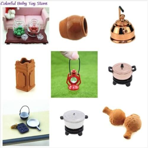 1/12 Doll House Miniature Accessories Multi Styles Mini Pot Simulation Furniture Bottle Pot For Kichen Doll House Decoration
