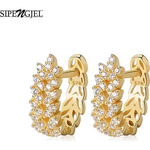 Fashion Inlaid Zircon Dainty Gold Leaf Huggi Earrings For Women Personality Creative Small Hoop Earrings For Women Jewelry 2021