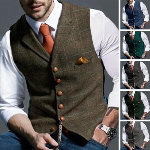 2020 hot style mens casual lapel plaid mens vest vest Dropshipping