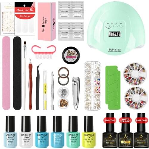 Nail Set UV LED Lamp Dryer With Nail Gel Polish Kit Manicure Tools Gel Nail Polish Set For Nail Tools and Glass Bottle Nail Gel
