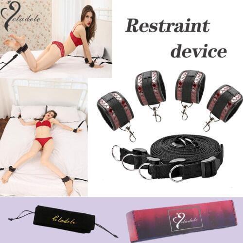 Classic Plaid Leather handcuffs and Ankle Cuffs Bondage Set Under Bed BDSM Bondage Sexual bandage Adult Erotic Sex Toys Couples