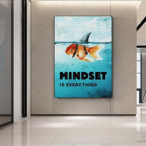 Underwater goldfish water shark Fish Animal Canvas Painting Mindset Posters and Prints Cuadros Wall Art Picture for Living Room