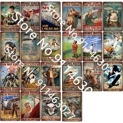 Just Born with the Sky Pilot Vintage Tin Signs Shabby Chic Plate Wall Art Poster Home Bar Pub Room Wall Signs