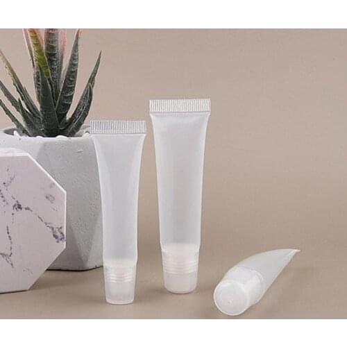 10/15ml Empty Lip Gloss Lip Balm Transparent Dispensing Tube Empty Tube DIY Beauty Tool Oblique Mouth Refillable Lipgloss Tubes