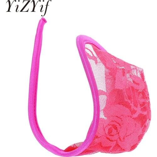 Sexy Mens Lingerie Lace Floral C-string Thong Bikini Bottoms Briefs Underwear Underpants Nightwear Sexy Gay Men Underwear