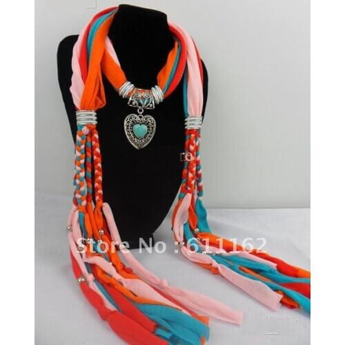 2018 polyester scarf ethnic customs heart-shaped pendant jewelry scarf fashion charm