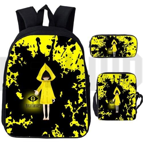 3D Print Cartoon Bag Schoolbags 3 Pcs/Set Little Nightmares 2 Backpack Men Women Anime Harajuku Teenager Laptop Book Bag
