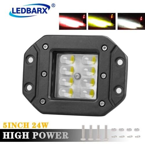 LEDBARX 2pcs Offroad Led Work Lights 12V 24V Flush Mount LED Pods LED Light Truck Rear Fog Lamp For 4WD 4x4 SUV ATV Auto Car