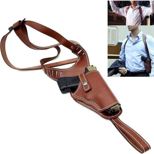 Vertical Shoulder Holster Genuine Leather Right Hand Gun Holster Fits Medium Frame Auto Handguns Cowhide Gun Bag