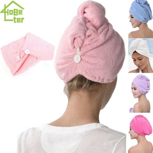 Hair Towel Rapid Fast Drying Hair Hat Absorbent Towel Cap Turban Wrap Soft Shower Hat