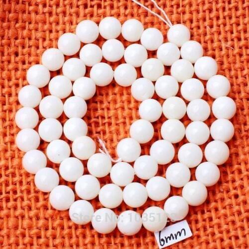 High Quality 6mm Smooth Natural White Coral Round Shape Gems Loose Beads Strand 15" DIY Creative Jewellery Making w3055