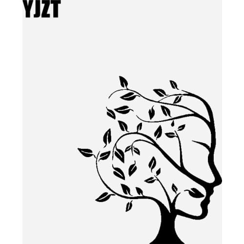 YJZT 13.9CM*16.2CM Car Sticker Vinyl Decal Tree Creative Face Design Decoration Black/Silver C23-0865