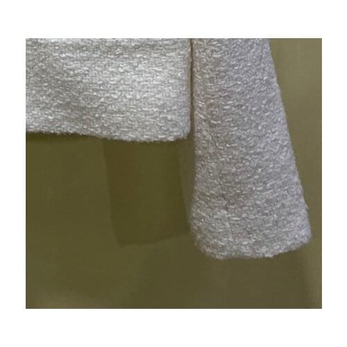 Women Tweed Jacket Short Coat 2021 Autumn Winter Single Breasted Stand Collar New Ladies White Outerwear