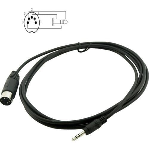 1x Din 5 Pin Din MIDI Male To 3.5mm Male Plug Stereo Jack Audio Adapter Connector Cable 5FT/1.5M