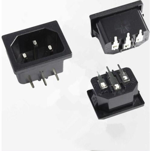 10Pcs Black AC 250V 10A IEC 60320 C14 Male Plug Right Angle 3 Pins PCB Panel Power Inlet Socket Connector