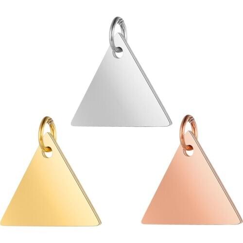 5pcs/lot 100% Stainless Steel Mirror Polished 15mm Triangle Tag Charm Pendant for Bracelet Necklace Jewelry Making Tag