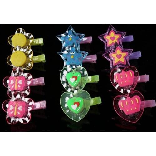 Kids Girls Cartoon Glowing Light Up Hairpins Hair Clips Children Headwear Gift Glow Party wedding birthday