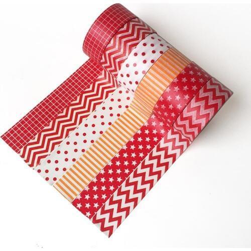 60PCS Kawaii Washi Tape Set Red Dot Geometric Washi Stickers Japanese Paper Tape Decorative Adhesive Tape for DIY Christmas Pack