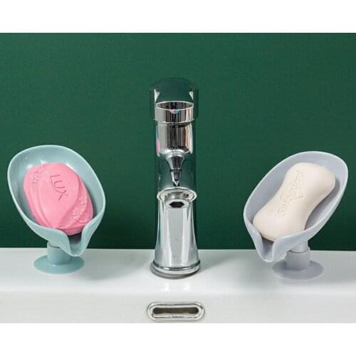 Leaf Shaped Soap Holder Shower Soap Shelf Bath Soap Box Vertical Suction Cup Laundry Soap Dish Storage Tray Bathroom Supplies
