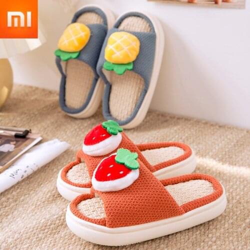 Xiaomi Children Cotton Linen SlippersThick Bottom Waterproof Indoor Non-slip Childrens Cotton SlippersKids Breathable Air Mesh