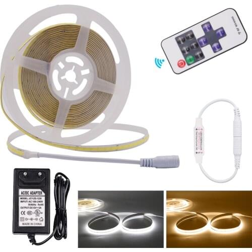 DC 12V Dimmable COB Strip Warm white /Nature White/Cool White 320 528 LEDs/m Flexible Ribbon COB Led Light Lamp