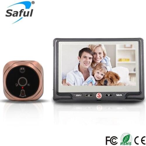 Saful 4.3" LCD Screen Door Camera magical Eye Video Recording Motion Detect Digital Mini Door Peephole Viewer