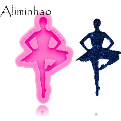 DY0347 Shiny ballerina mold Silicone Molds DIY girl resin epoxy keychains Mould for jewelry Key ring pendant decoration