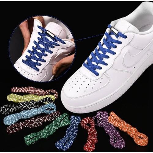 1Pair Elastic Reflective Magnetic Shoelaces Quick Locking No Tie Shoe laces Adult children Shoelace Sneakers Running Shoe Laces