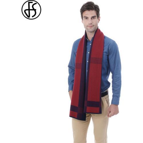 FS 2019 New Design Winter Red Warm Scarf Men British Style Soft Cashmere Pashmina Long Shawls Neck Scarves Foulard Homme